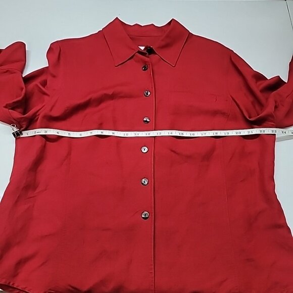 Emma James Women's Size 14 Linen Rayon Blend 3/4 Sleeve Blouse Shacket W Pockets - Picture 9 of 13